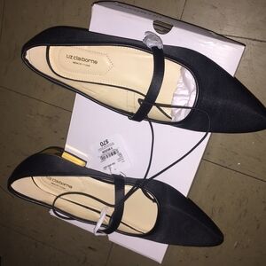 Liz Claiborne Black Flats with Strap